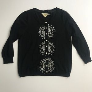 Anthropologie HWR French knot cardigan L Black
